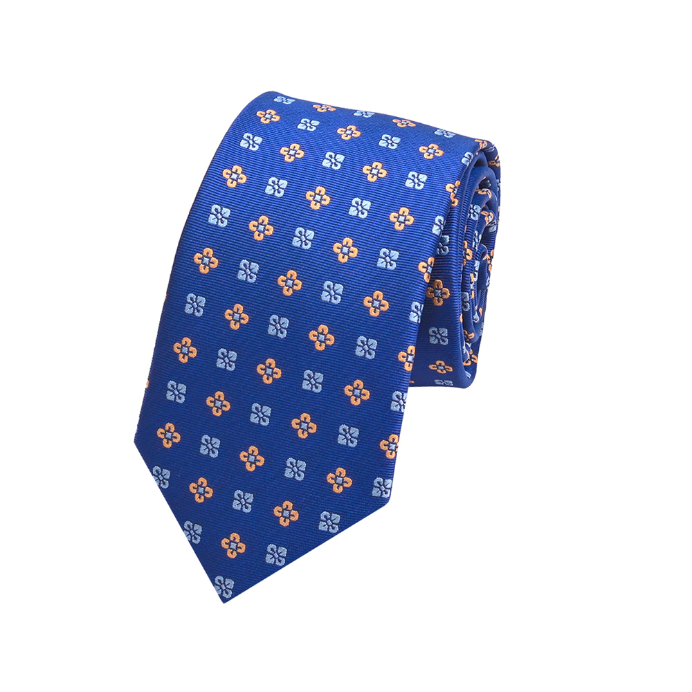 廠家直銷(xiāo)藍(lán)色商務(wù)搭配衣服滌絲小花領(lǐng)帶